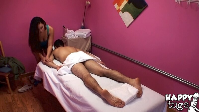 Gina strips completely naked during her massage and finishes with a creamy happy ending handjob
