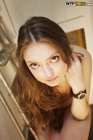Brave young girl Gabriella-Gosta enjoys looking on camera while taking two dicks