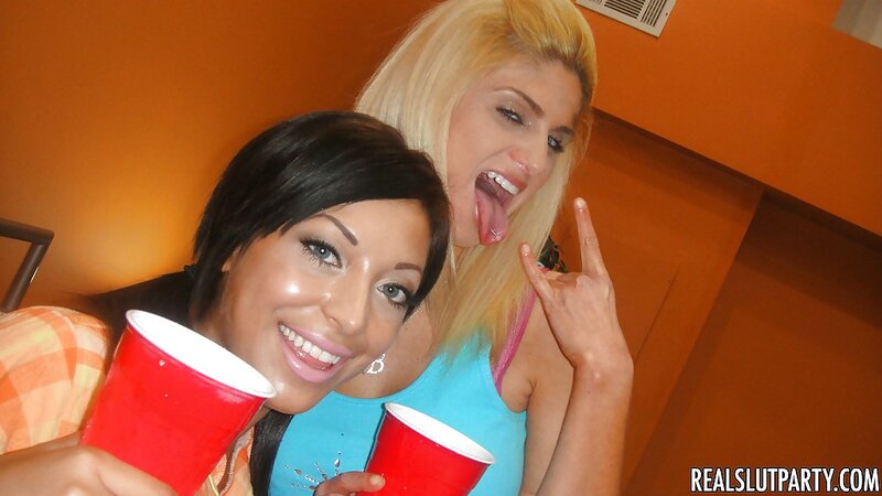 College girls drink a little bit and easily flash nice breasts at the party