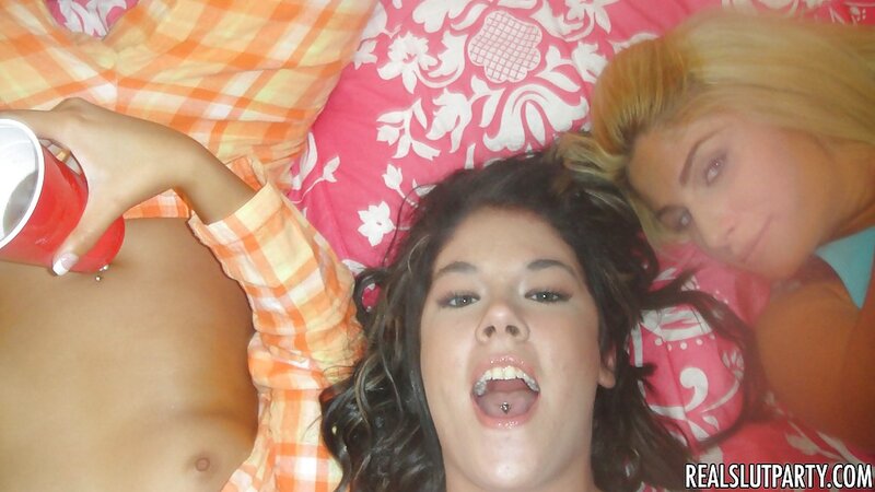 College girls drink a little bit and easily flash nice breasts at the party