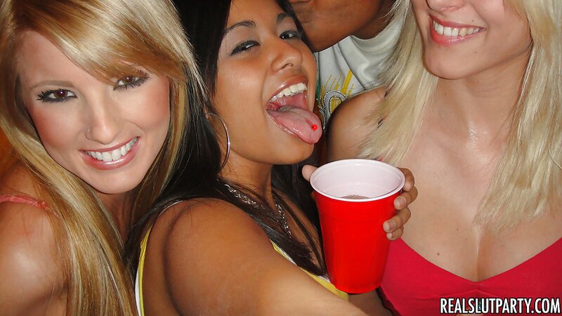 Several excited college girls organize sex party to celebrate end of trimester