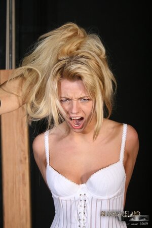 Master shows blonde submissive what pain means and gives cock for sucking