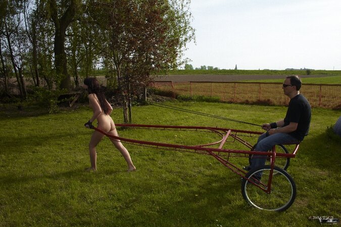 Dominant man uses skinny brunette as a horse and does other humiliating things