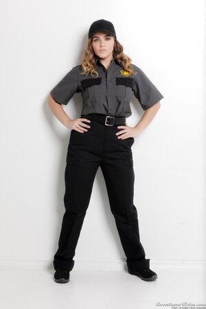 Female guard during work loves to sneak in empty room and take off all clothes