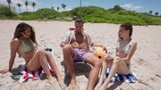 Petite brunettes get wild in van threesome with stiff cock