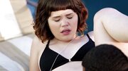 A plump honey is getting a large cock shoved inside her mouth