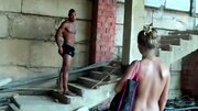 Blonde slut with a natural body enjoys in hot threesome session