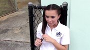 School uniform cutie is his petite and flexible fuck slut