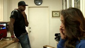 A lovely young lady that has a pretty mouth sucks a big black dick