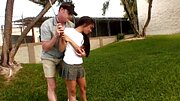 Golf coach fucks the petite Latina teen in the locker room