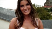 Great looking brown haired chick with a dildo drills her twat