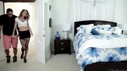 A curvy and curly blonde shows a lot of care towards a big dick