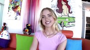 A delicious blonde gives a blow job to her horny lover