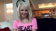 A blonde with a gorgeous smile and a sexy body is opening her legs