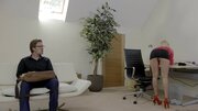 Hot blonde spreads open her legs and she gets a cock between them