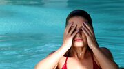 A girl that loves cock is getting licked by the pool outdoors