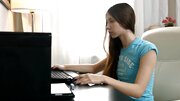Russian schoolgirl stops learning homework and services friend's cock