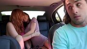 Ravishing lesbians please each other on the car