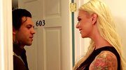 A blonde with a fine body is receiving a hard dick in the bedroom