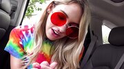 Spontaneous sex in the car with super-hot blonde teen