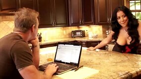 Adorable MILF Kiara Mia interrupts occupied man for hot sex