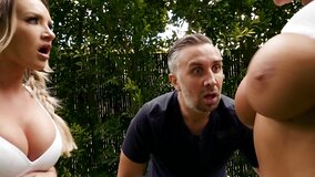 August Taylor and Cali Carter play with porn soccer with Keiran Lee