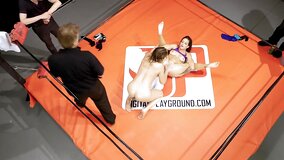 Chicks have wrestling match that leads both sluts to squirt