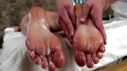 Massage ends for naked curly-haired client with amazing fuck