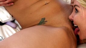 Beautiful blondes begins morning with sensual lesbian sex