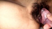 Shy Japanese cutie hides tight hairy pussy under kimono