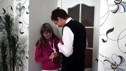 Nerdy Russian chick is giving head and then she rides it