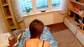 Skillful boy records on camera spontaneous sex with brunette