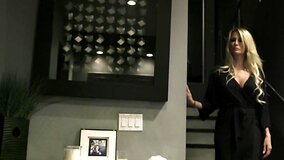MILF finds comfort in masturbating next to husband's clothes