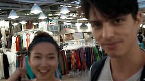 Guy succeeds tempting oriental teen into making it on pier