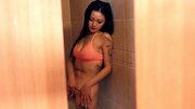 Asian girl catches stepbrother spying on her and spreads legs