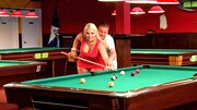 Curvy blonde slut fucked on the pool table so well