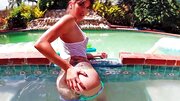 Cute takes off her wet T shirt to show her sexy tits