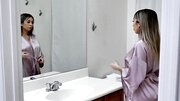 Sudden excitement makes the girl masturbate in the bathroom