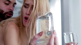 Small-tittied porn actress acts like a submissive during sex