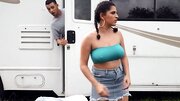 Curvy Latina chick coaxes stepbro to have taboo quickie in RV