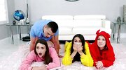 Lucky youngster manages to fuck stepsister and her besties