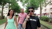Dark-haired German with right nipple piercing fucked in Bang Bus