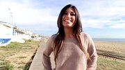 Spanish beauty drilled by hung stud outdoors on the bench