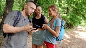 Guy follows naughty girls to their camp and has a threesome there