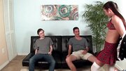 Showing uniform is just a pretext for girl to have threesome sex