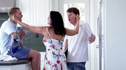 Brunette and blonde cougar are fucked in wild foursome
