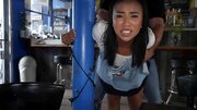 Waitress Ameena Greene getting sneakily fucked in POV