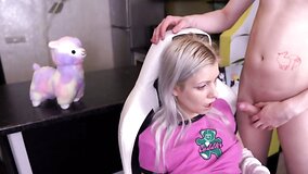 Cute European doll is sucking her boyfriend's dick