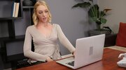 Leggy small tits blonde secretary cautiously satisfies a salesman