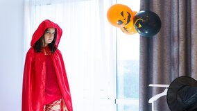 Seductive little witch squirts on smashing clitoris after party